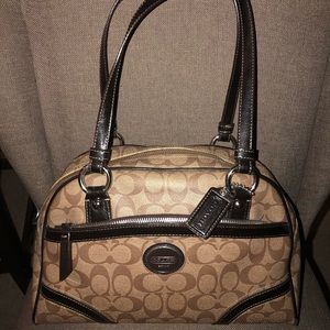 Coach Heritage Signature Print Pvc Shoulder Bag